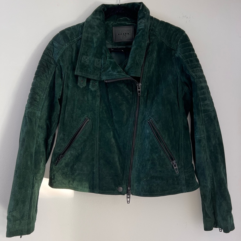 Blank NYC green suede moto jacket